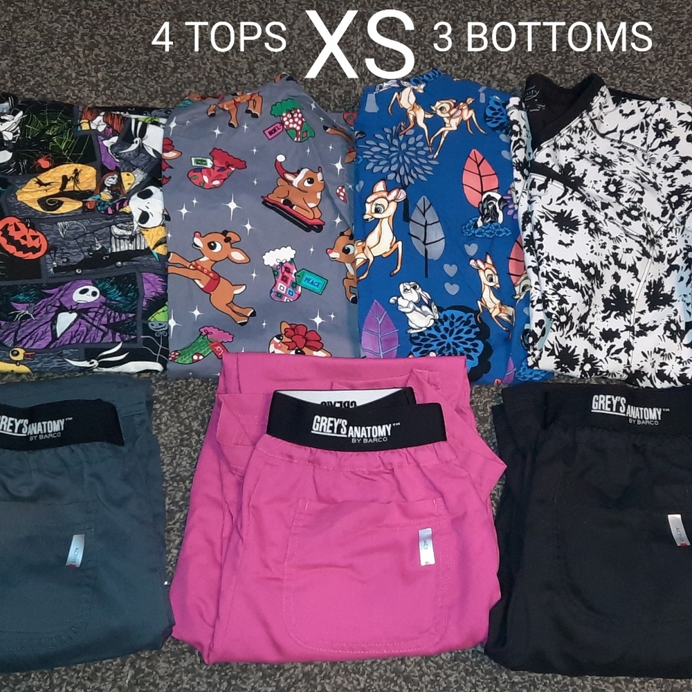 Lot of Scrub Tops & Bottoms X-SMALL